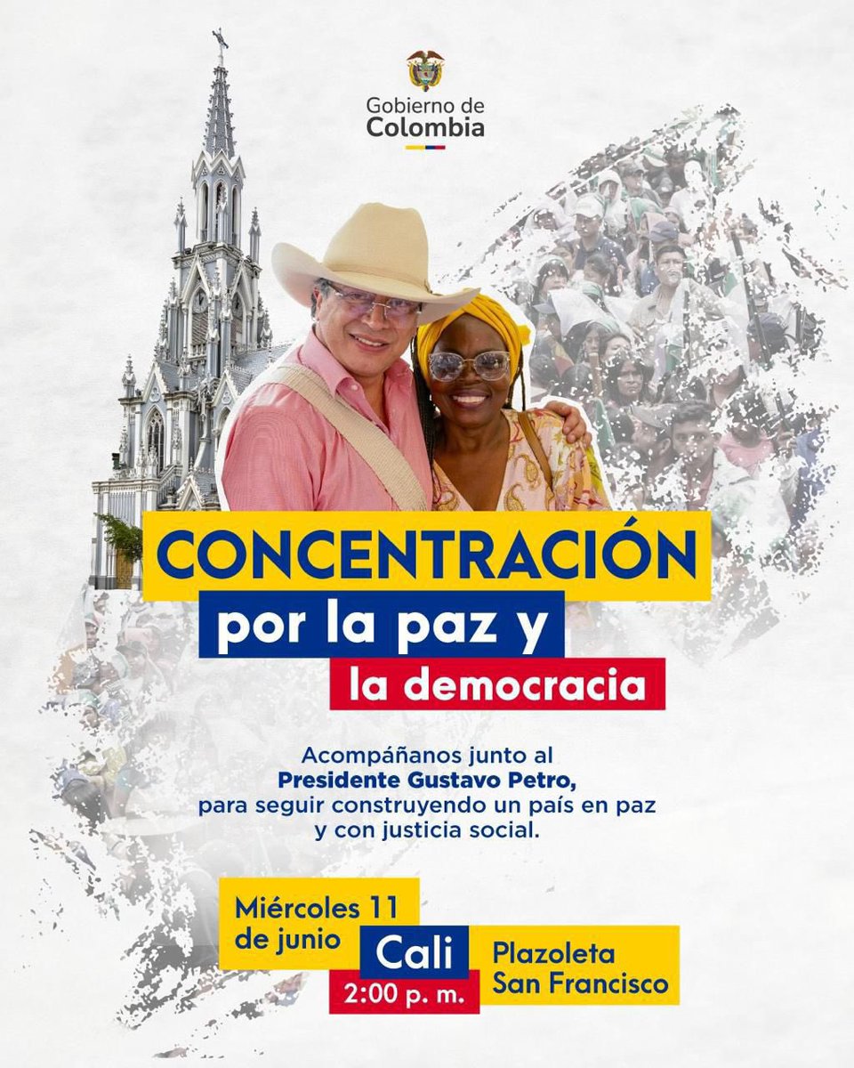 Hoy el pueblo, junto al presidente Petro, enviará un mensaje claro a los violentos: por la paz, la democracia y la justicia social. Nos vemos en la Plaza de San Francisco, 2 PM. A los violentos y fuerzas oscuras les decimos: ¡No pasarán!