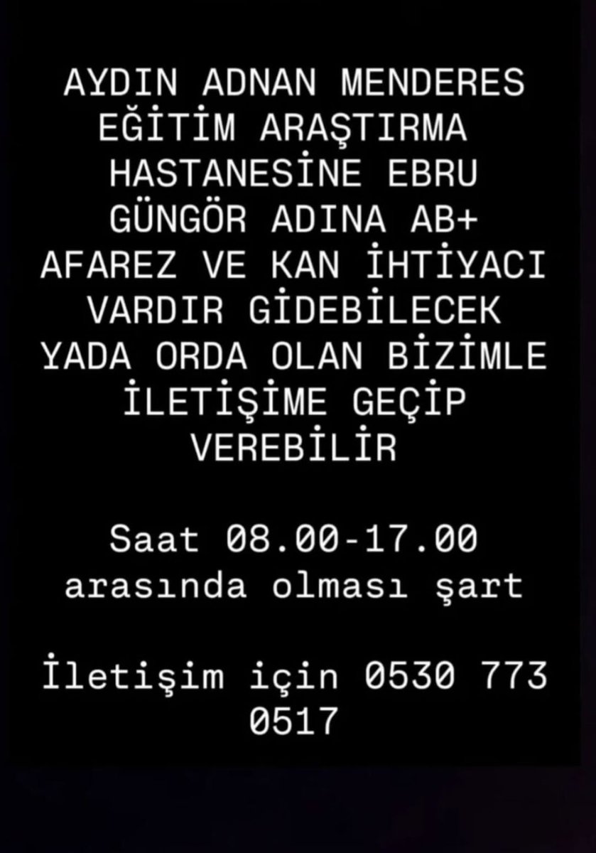 Bir arkadaşımın yakını için acil kan ihtiyacı gerekliymiş ! Paylaşabilir misiniz ?