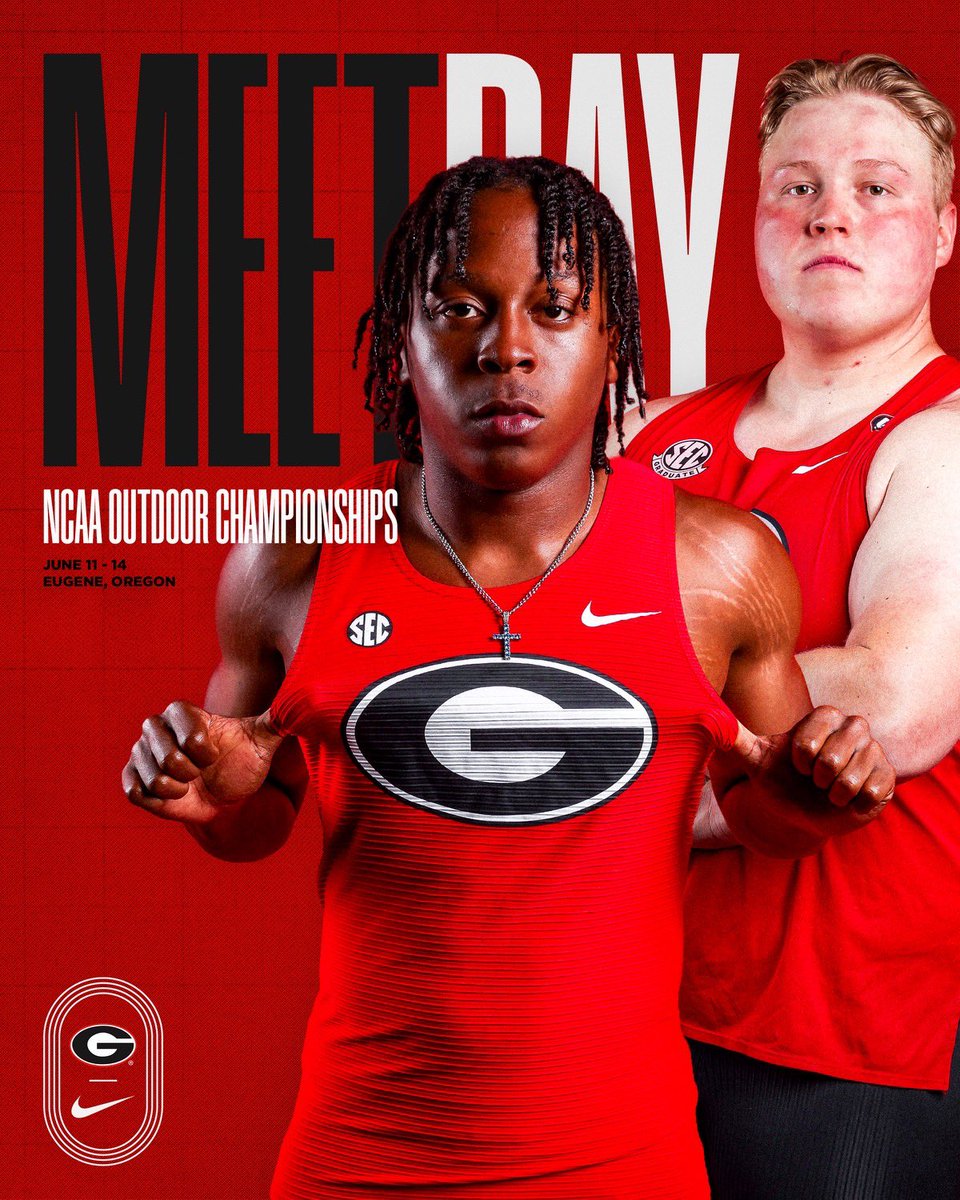 Georgia Track + Field (@ugatrack) on Twitter photo 𝙏𝙝𝙚 𝙩𝙞𝙢𝙚 𝙞𝙨 𝙛𝙞𝙣𝙖𝙡𝙡𝙮 𝙝𝙚𝙧𝙚.
The <a href="/NCAATrackField/">NCAA Track & Field</a> Championships start TODAY on the Oregon campus. The men are up first…
Good luck‼️
📍 Eugene, OR
🕖 7:05 pm ET
📈 gado.gs/da0
🗞️ gado.gs/da1
📺 4 pm / 7 pm @ESPN
#GoDawgs | #NCAATF 𝙏𝙝𝙚 𝙩𝙞𝙢𝙚 𝙞𝙨 𝙛𝙞𝙣𝙖𝙡𝙡𝙮 𝙝𝙚𝙧𝙚.
The <a href="/NCAATrackField/">NCAA Track & Field</a> Championships start TODAY on the Oregon campus. The men are up first…
Good luck‼️
📍 Eugene, OR
🕖 7:05 pm ET
📈 gado.gs/da0
🗞️ gado.gs/da1
📺 4 pm / 7 pm @ESPN
#GoDawgs | #NCAATF