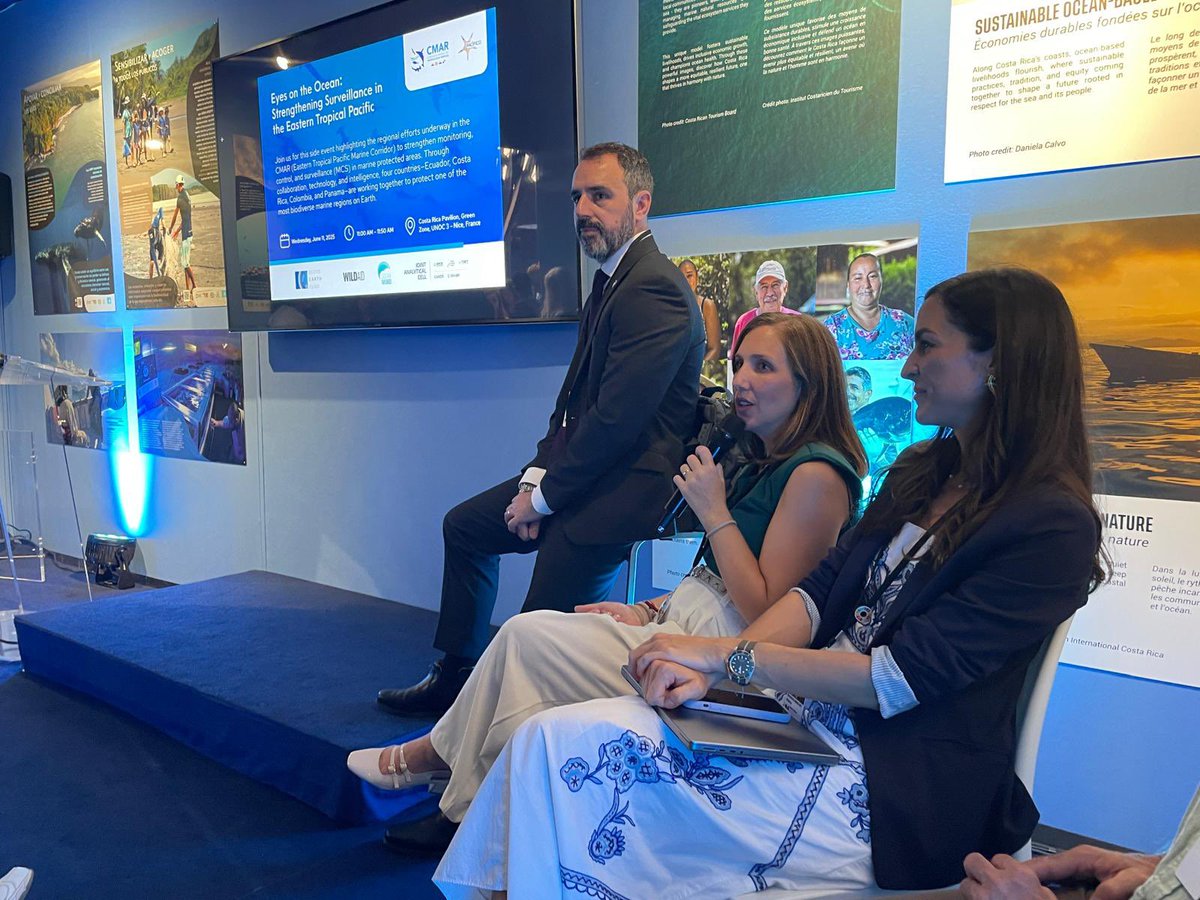 SkylightMarine's tweet image. Illegal fishing thrives where coordination breaks down.
At the CMAR Pavilion here at #UNOC2025, our own Natali Giomi joined key partners to spotlight how layers of tech—from real-time alerts to regional intel sharing—are transforming how countries fight IUU fishing.