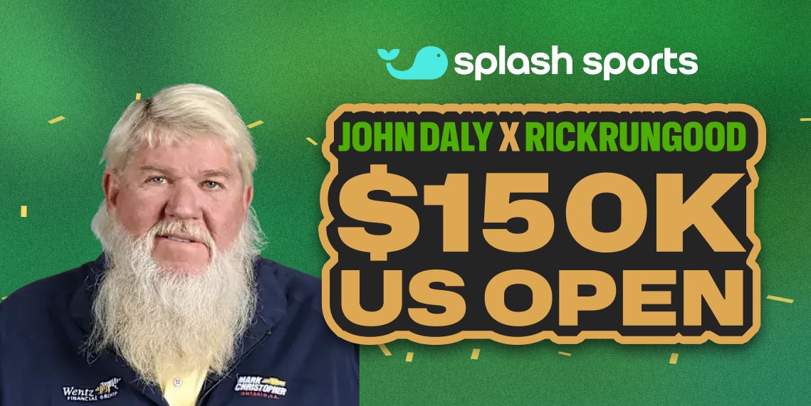 PGA_JohnDaly's tweet image. Wanna play a round with me? I'm running a contest on Splash Sports for the US Open:
🎟️ $50 to enter
🏆 $40k to first place
Plus every entry gets you a chance to play 18 holes with me! That’s right- I’m teeing it up later this summer with one lucky winner.
And an extra BONUS:…