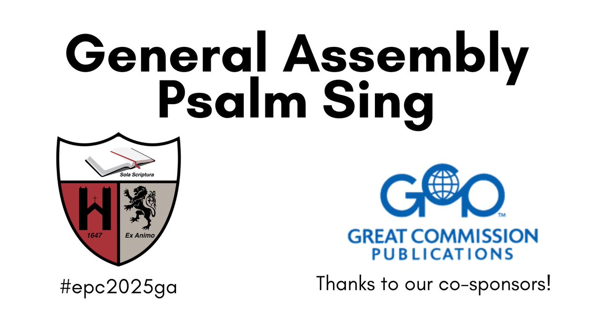 Zhop59's tweet image. Join us this evening for the @epc_oga Psalm Sing hosted by the Westminster Society. We're meeting in the Chapel and beginning at 6pm. We'll be ably led by @markgrapengater, @zachicks, and @DBryanRhodes - with greetings and resource giveaways by @GCP_Publication. #epc2025ga