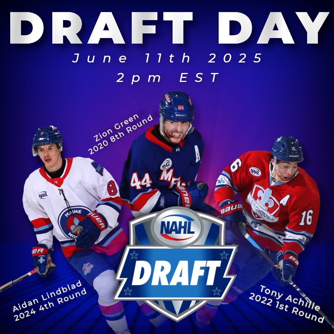 Draft 👏 DAY! 👏 

It's one of the most exciting days of the "Off-Season" as new faces will be selected as a part of YOUR Maine Nordiques and a critical step in building a winning team!

We will have PLENTY! of coverage across our media channels so stay tuned!