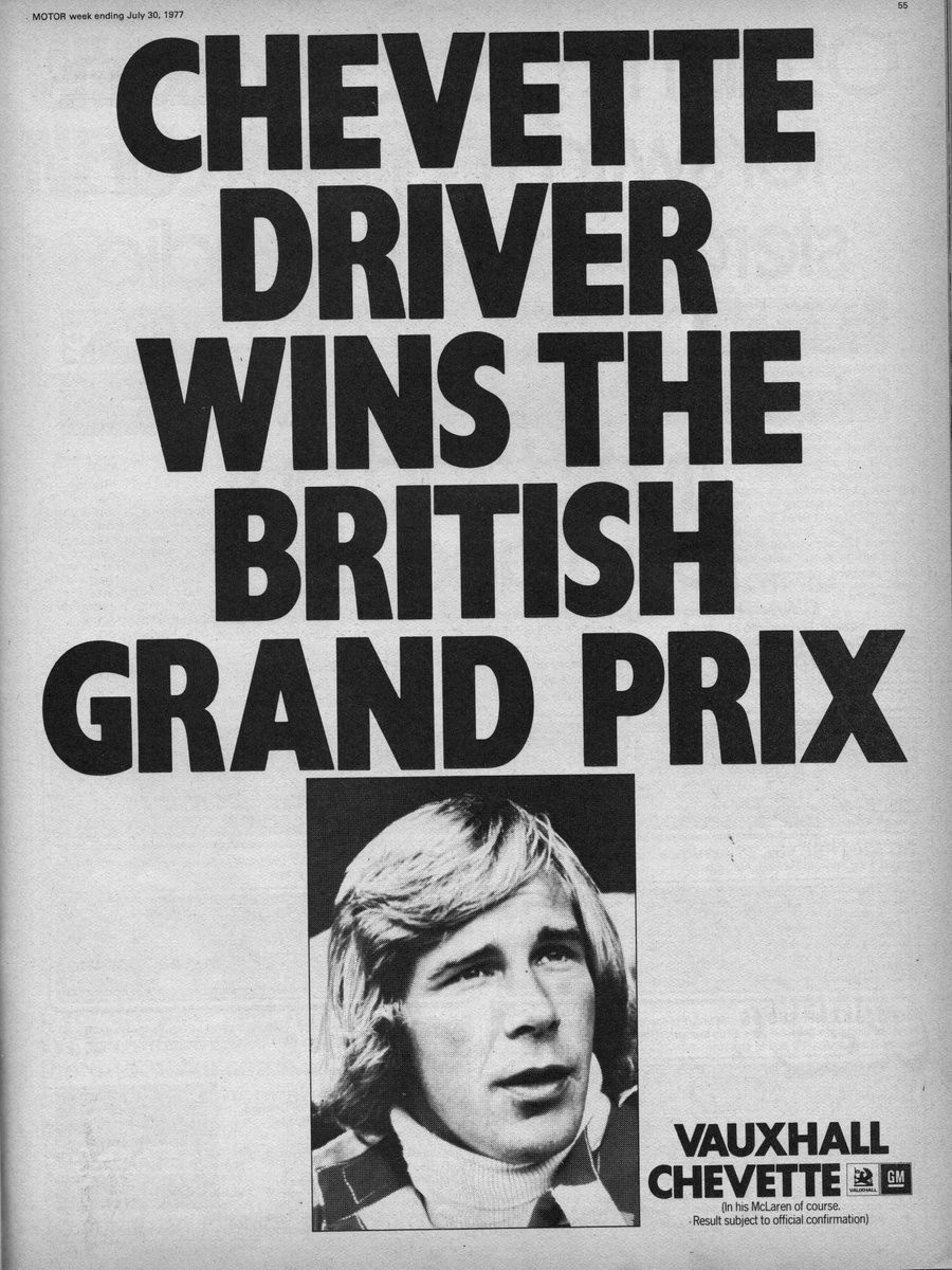 The Vauxhall Chevette had an unexpected endorsement from the infamous James Hunt in 1977

"I like driving my Chevette to work"

"CHEVETTE DRIVER WINS THE BRITISH GRAND PRIX"