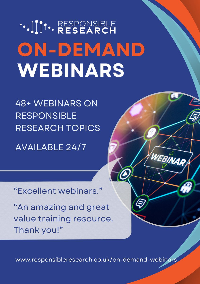 48+ expert-led webinars on responsible research: on demand 24/7!
Just £5 per session incl. CPD cert (on request).
Topics: 3Rs, reproducibility, ethics, open research &amp; more.
🌐 Watch now: responsibleresearch.co.uk/on-demand-webi…
#CPD #3Rs #AnimalWelfare #ResponsibleResearch