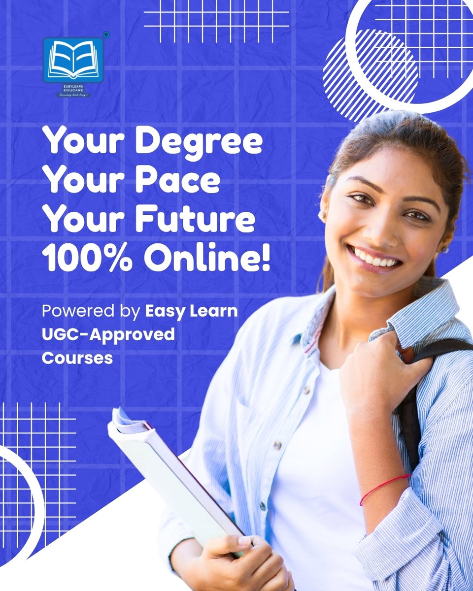 EasylearnE's tweet image. Your Degree. Your Pace. Your Future.
Learn 100% online with UGC-approved courses via Easy Learn 📘 BBA | 💻 BCA | 📊 MBA | 🖥️ MCA
From top universities like LPU, VIT, NMIMS &amp;amp; more!
 DM us for FREE counseling today! #EasyLearn #OnlineDegree #StudyOnlineIndia #CareerUpgrade