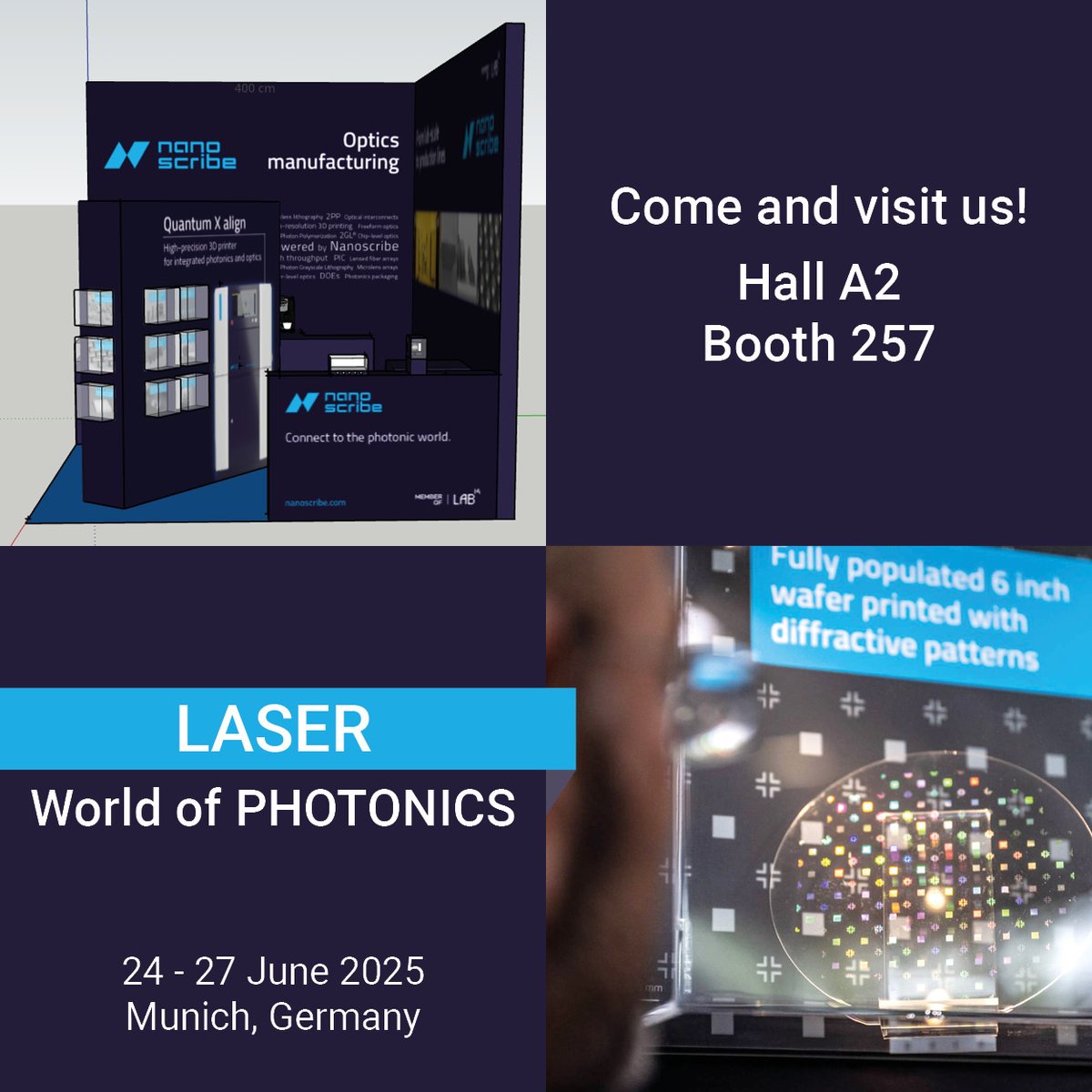 Nanoscribe (@nanoscribegmbh) on Twitter photo 🔬 Scaling optics manufacturing with high-res 3D printing
Meet us at <a href="/PHOTONICSWORLD/">LASER World of PHOTONICS</a> in Munich, June 24–27!
📍 Hall A2, Booth 257
⚡ Microoptics | photonic coupling | wafer- & chip-scale | Quantum X series
Full details here 👉 nanoscribe.com/en/news-insigh… 🔬 Scaling optics manufacturing with high-res 3D printing
Meet us at <a href="/PHOTONICSWORLD/">LASER World of PHOTONICS</a> in Munich, June 24–27!
📍 Hall A2, Booth 257
⚡ Microoptics | photonic coupling | wafer- & chip-scale | Quantum X series
Full details here 👉 nanoscribe.com/en/news-insigh…