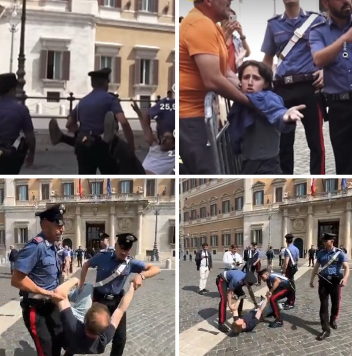 Frances99687883's tweet photo. Effetti del nuovo #decretoSicurezza: attivisti di #NuovaGenerazione che protestavano in maniera del tutto pacifica davanti a #Montecitorio contro il #carovita e il mancato taglio dell’Iva sui beni di prima necessità,trascinati di peso dai Carabinieri come i peggiori criminali 1/ https://t.co/vJ9tT9zMm6