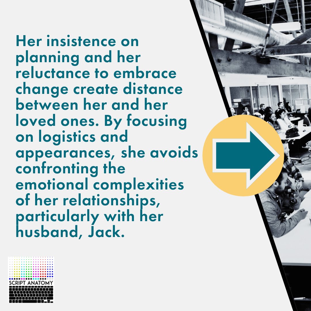 ScriptAnatomy's tweet image. Tina Fey’s character Kate holds everyone together, but at the cost of real connection. Her need for control masks a fear of losing love, creating tension in her relationships. Vulnerability, not perfection, is her real path to closeness.  #ScriptAnatomy #ScreenwritingTips