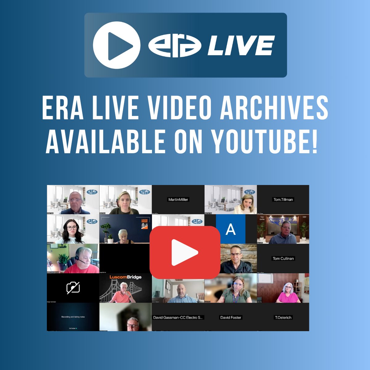 Yesterday's ERA LIVE session with Sam Richter is now available to watch on ERA's YouTube channel!

Sam gives updates on the world of AI and tips and tricks for ERA's tool, ERA SearchLink.ai.

👉 WATCH: [lnkd.in/eQE_xBst]