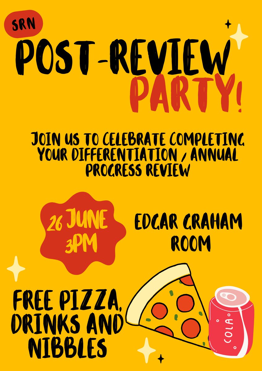 qublawsrn's tweet image. ✨SRN Post-Review Party✨
Join us to mark the achievement of completing your differentiation / APR!
🍕 Pizza, sweets, fizzy drinks and more all provided, and free of charge!
📆 Thursday 26th June
⏰ 3pm
📍 Edgar Graham Room
#progress #PhD #Doctoralstudies #LawSRN