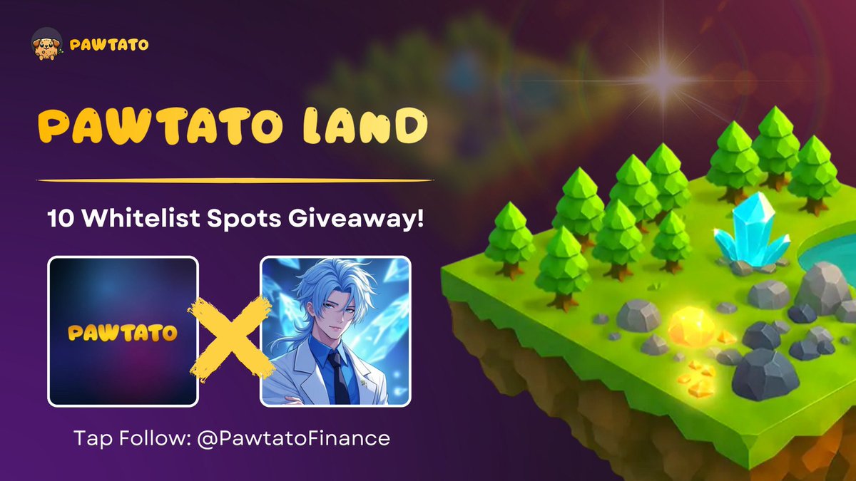 𝐇𝐮𝐧𝐭Ξ𝐫 (@kingsecheeh) on Twitter photo Partnered with <a href="/PawtatoFinance/">Pawtato Finance | Sui</a> to GiveAway 10x Pawtato Land Whitelist
How to enter:
▪️ Follow <a href="/KingsEcheeh/">𝐇𝐮𝐧𝐭Ξ𝐫</a> and <a href="/PawtatoFinance/">Pawtato Finance | Sui</a>
▪️ Like + RT
▪️ Tag 3 friends
24hrs ⏳ Partnered with <a href="/PawtatoFinance/">Pawtato Finance | Sui</a> to GiveAway 10x Pawtato Land Whitelist
How to enter:
▪️ Follow <a href="/KingsEcheeh/">𝐇𝐮𝐧𝐭Ξ𝐫</a> and <a href="/PawtatoFinance/">Pawtato Finance | Sui</a>
▪️ Like + RT
▪️ Tag 3 friends
24hrs ⏳