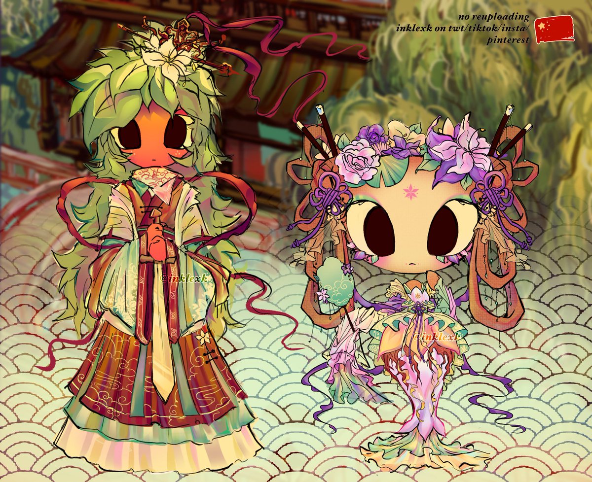 Sprout & Bassie in sum traditional 🇨🇳 clothing #dandysworld