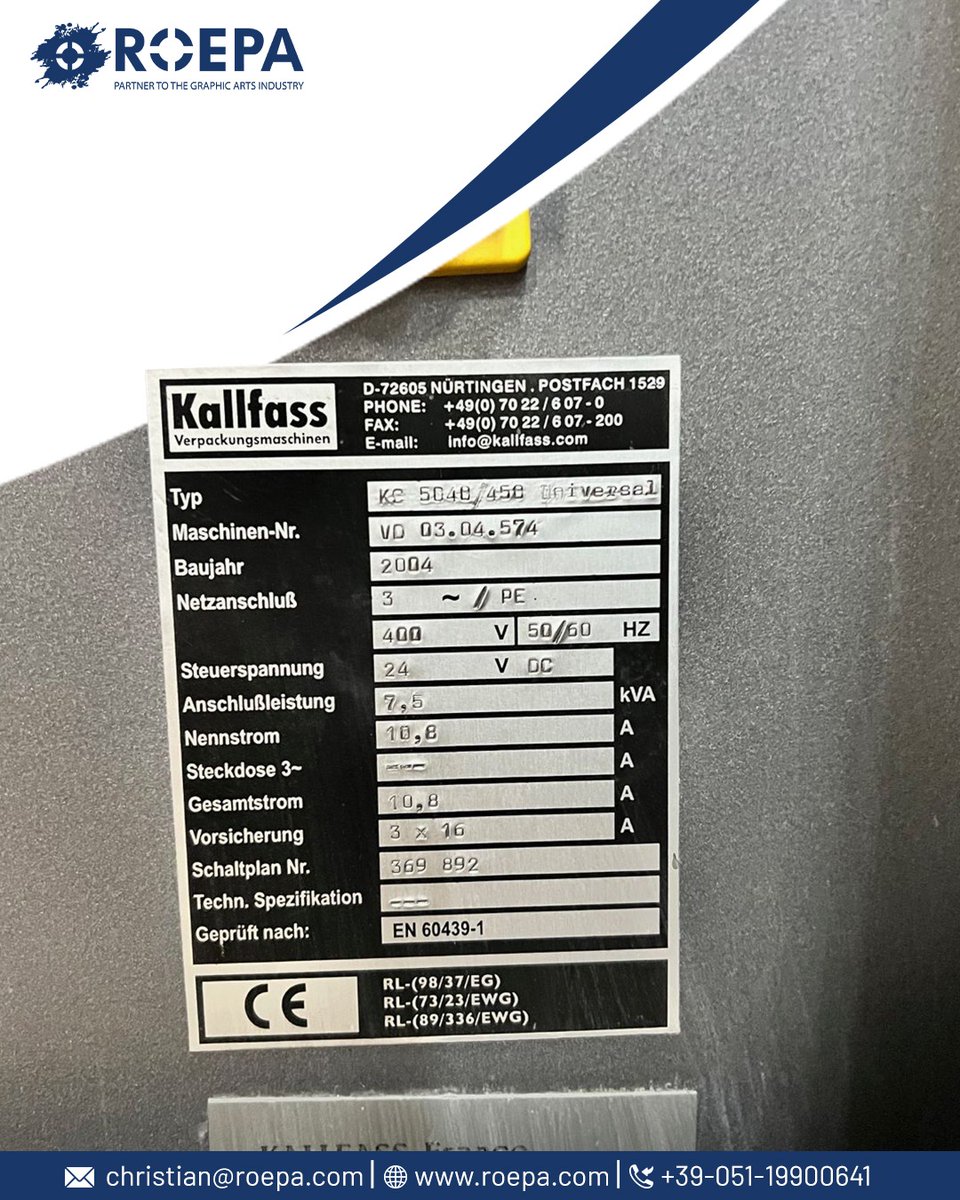 christianseghi's tweet image. 🏭 𝐂𝐨𝐦𝐩𝐚𝐜𝐭 𝐏𝐨𝐰𝐞𝐫 𝐟𝐨𝐫 𝐏𝐫𝐞𝐜𝐢𝐬𝐢𝐨𝐧 𝐏𝐚𝐜𝐤𝐚𝐠𝐢𝐧𝐠!

The KALFASS KC 5040 from 2004 – now available at ROEPA
🌐 roepa.com/offers/374393

𝐑𝐎𝐄𝐏𝐀
📞 +39 051 19900641
📩 christian@roepa.com
🌐 roepa.com

#ROEPA #Kalfass #PackagingMachinery