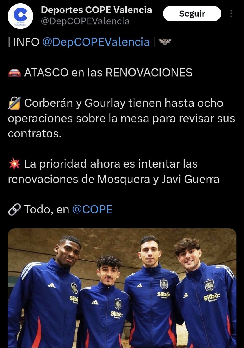 Elige tu propio camino:
Javi Guerra 🦇
👻 🐸 El jugador ha recibido la comunicación de que el club quiere venderlo
📻 La prioridad ahora es intentar su renovación