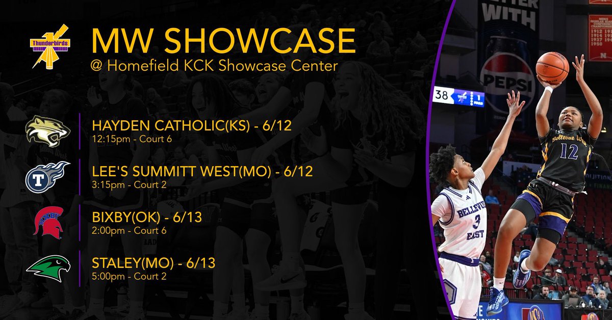 ⚡️MIDWEST SHOWCASE⚡️

📆 June 12 &amp; 13
📍 Kansas City, MO
🏟️ HomeField KCK Showcase Center

#FlyWithUs #TBirdTough