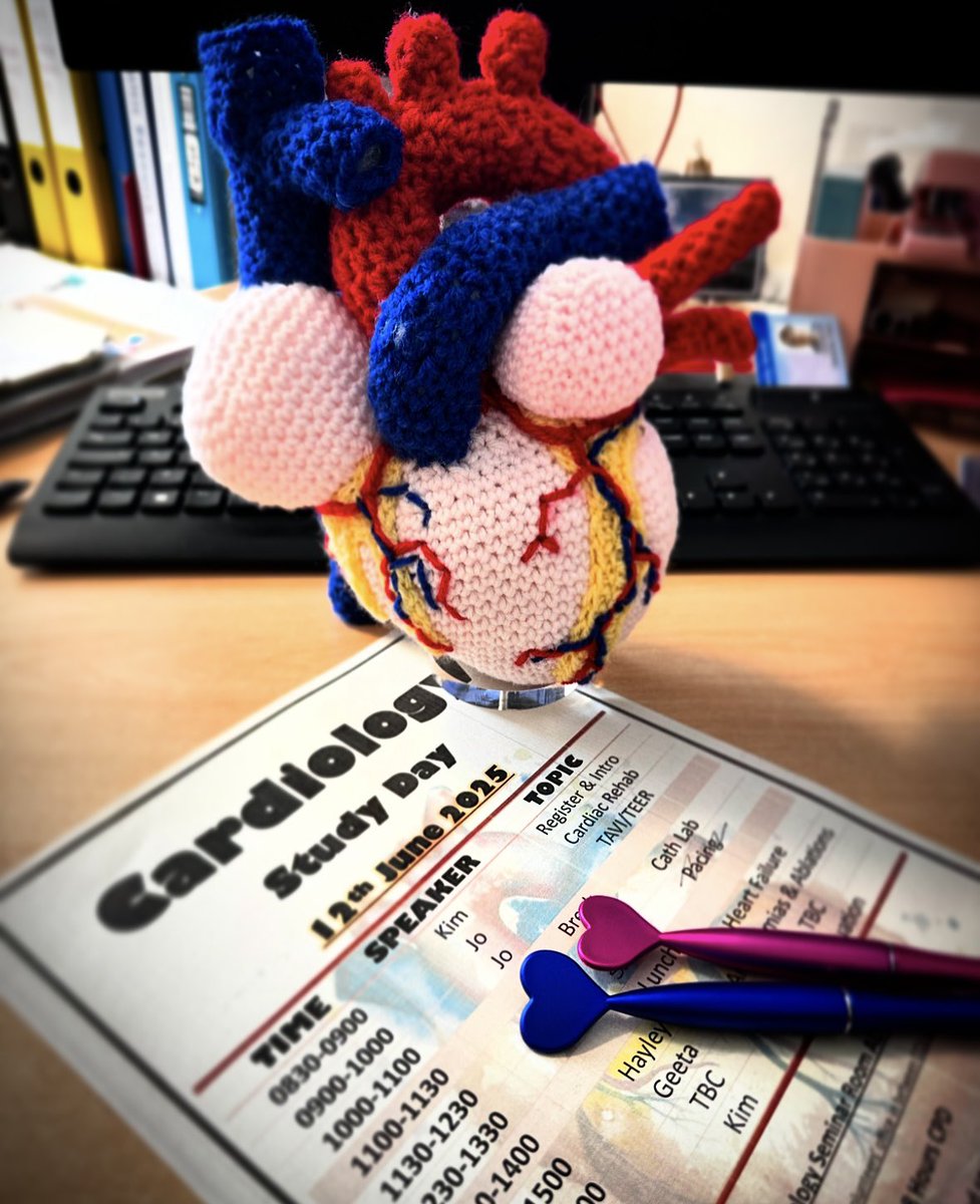 Tomorrow is our Cardiology Study Day! 🫀 📚 

Can’t wait to see you there with our specialist speakers… might even let you touch my crochet heart 🤩  

Please only attend if you have booked as space is limited!