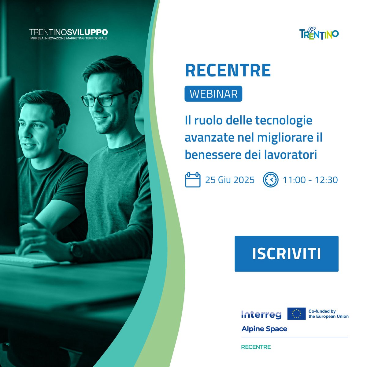 Progetto RECENTRE: webinar per PMI dei settori meccatronica, automotive e bioeconomia in transizione verso l’Industria 5.0.
📣 The role of advanced technologies in improving
🗓️ mercoledì 25 giugno 2025
⏰ 11:00 – 12:30
Partecipa anche al sondaggio!
ℹ️ tinyurl.com/Recentre-Giu