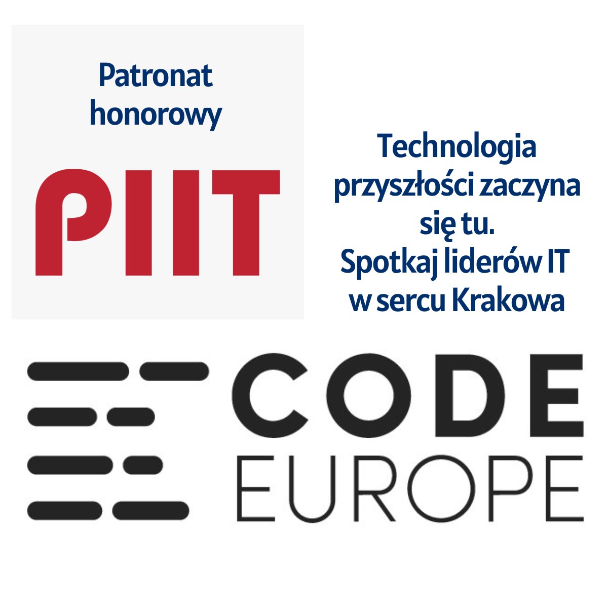 PIITPolska's tweet image. PIIT objęła patronatem #CodeEurope2025!  Spotkaj się z liderami IT i odkryj trendy na największym tech festiwalu w Polsce – 30.06–1.07 w Krakowie. Zarejestruj się: codeeurope.pl #NoweTechnologie #PIIT