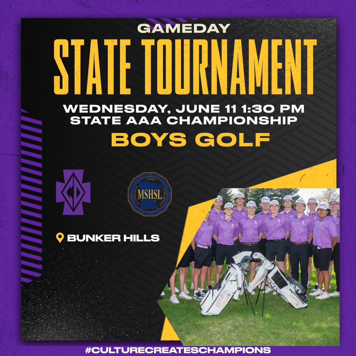 It's a great day to be a Raider!!! @cdhboysgolf looks to bring home the state championship today at Bunker Hills. Tee time is 1:30 PM
