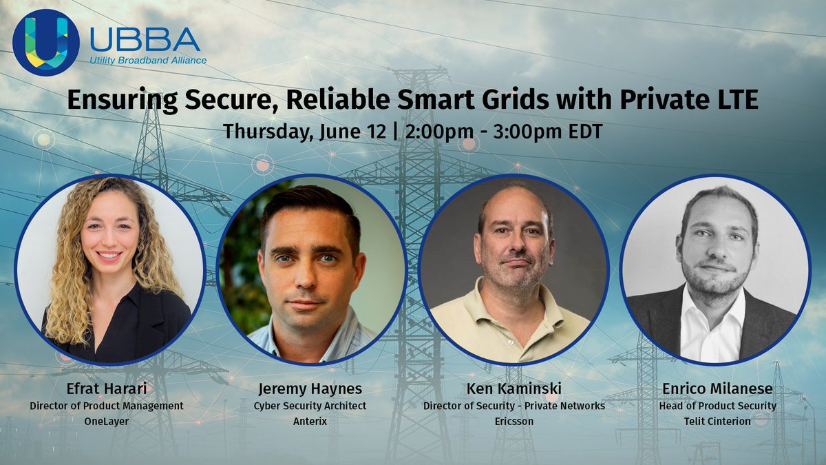 REMINDER: Don't miss this FREE webinar -- Ensuring Secure, Reliable Smart Grids with Private LTE

🗓️ Tomorrow, June 12 | 🕒 2:00pm-3:00pm EDT

🔗 Register here: lnkd.in/g5UwZ2A3

#PoweringUtilityConnectivity