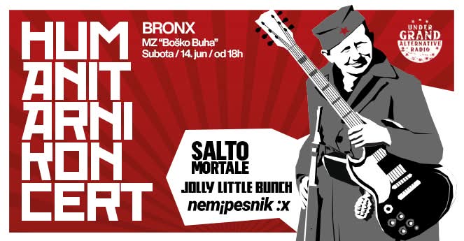 Humanitarni koncert za Saru i Andreja Dedovića 
14. JUN #NOVISAD

- Jolly Little Bunch
- Nemi Pesnik
- Salto Mortale

Vidimo se od 18h! ✊