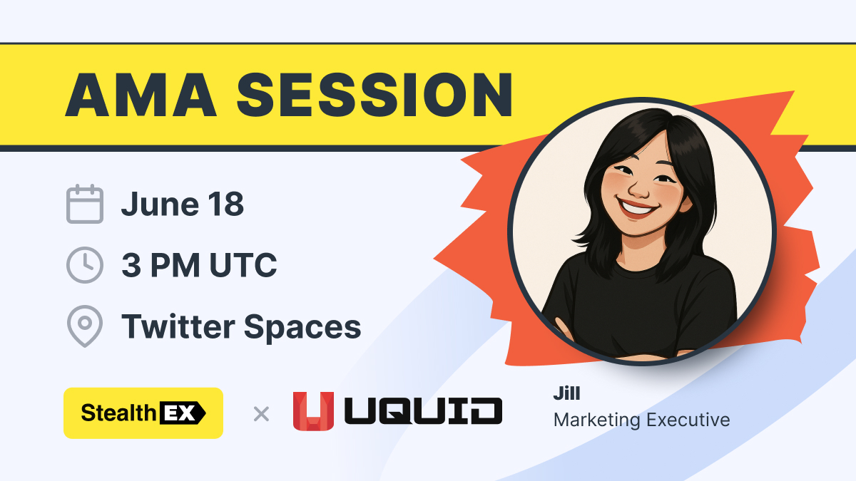 Join our AMA 🥰

StealthEX welcomes <a href="/uquidcard/">UQUID - Web3 Shopping Infrastructure</a> to answer your questions about the project and its features

🗓️ June 18
⏲️ 3 PM UTC
📍x.com/i/spaces/1nAJE…

Drop your questions in the comment section - 2 best will share $100 of $UQC 🏆

See you soon! ✨