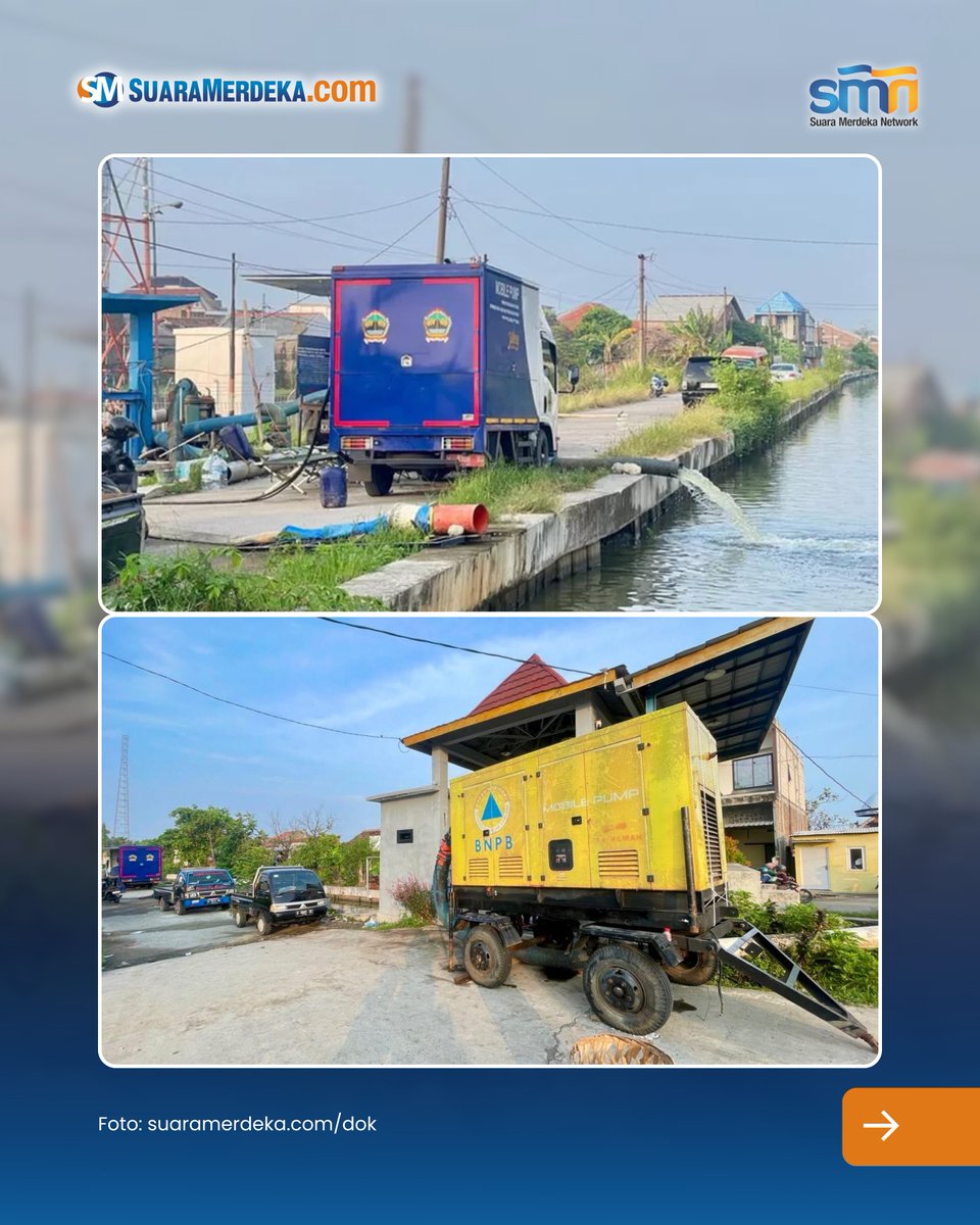 suaramerdeka's tweet photo. Banjir rob Sayung, di Kabupaten Demak yang masih merendam, membuat Pemerintah Provinsi atau Pemprov Jawa Tengah berupaya dalam penanganannya.

#suaramerdeka #suaramerdekacom #suaramerdekanetwork #rob #banjirrob #robsayung #pemprovjateng #parapet https://t.co/va54fJK2dD