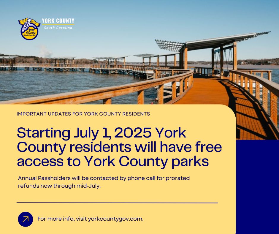 Have you heard? York County parks are free to York County residents beginning July 1st!  If you bought an annual pass our staff will contact you about prorated refunds on those passes.