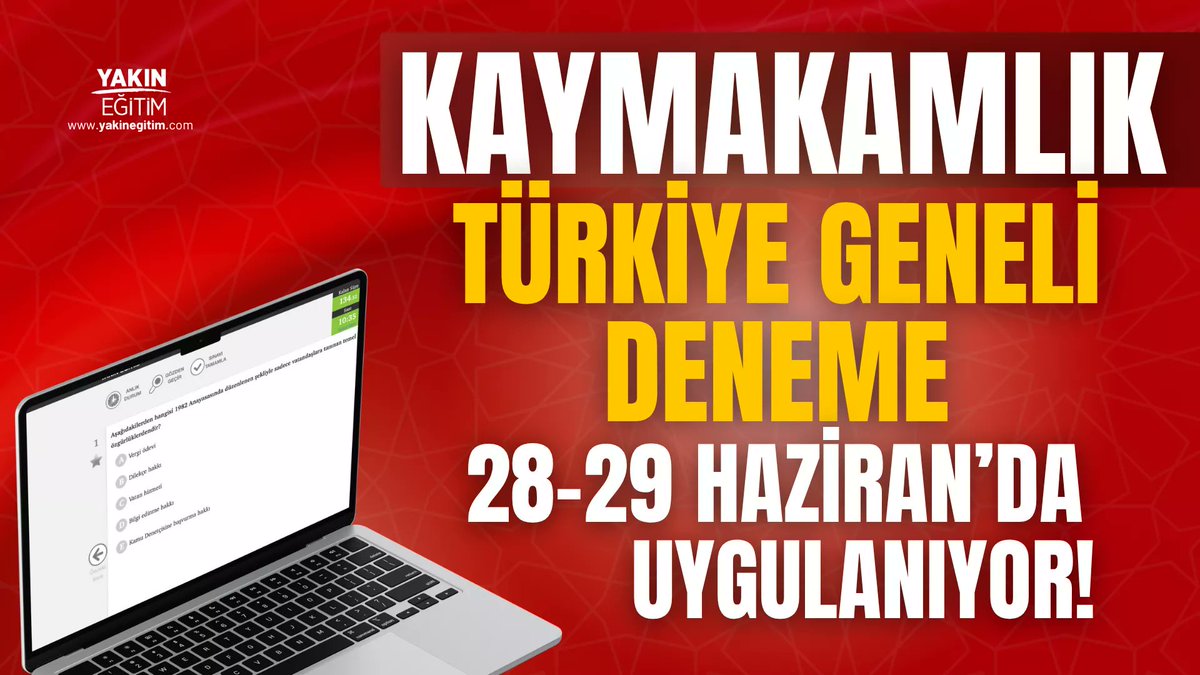 yakinegitim's tweet photo. Kaymakamlık Türkiye Geneli Online Deneme ertelendi. 
Katılım aktivasyonu için bağlantı üzerinde form doldurulmalıdır: 
https://t.co/cTDtAjbk56 https://t.co/38hGL0pLpb