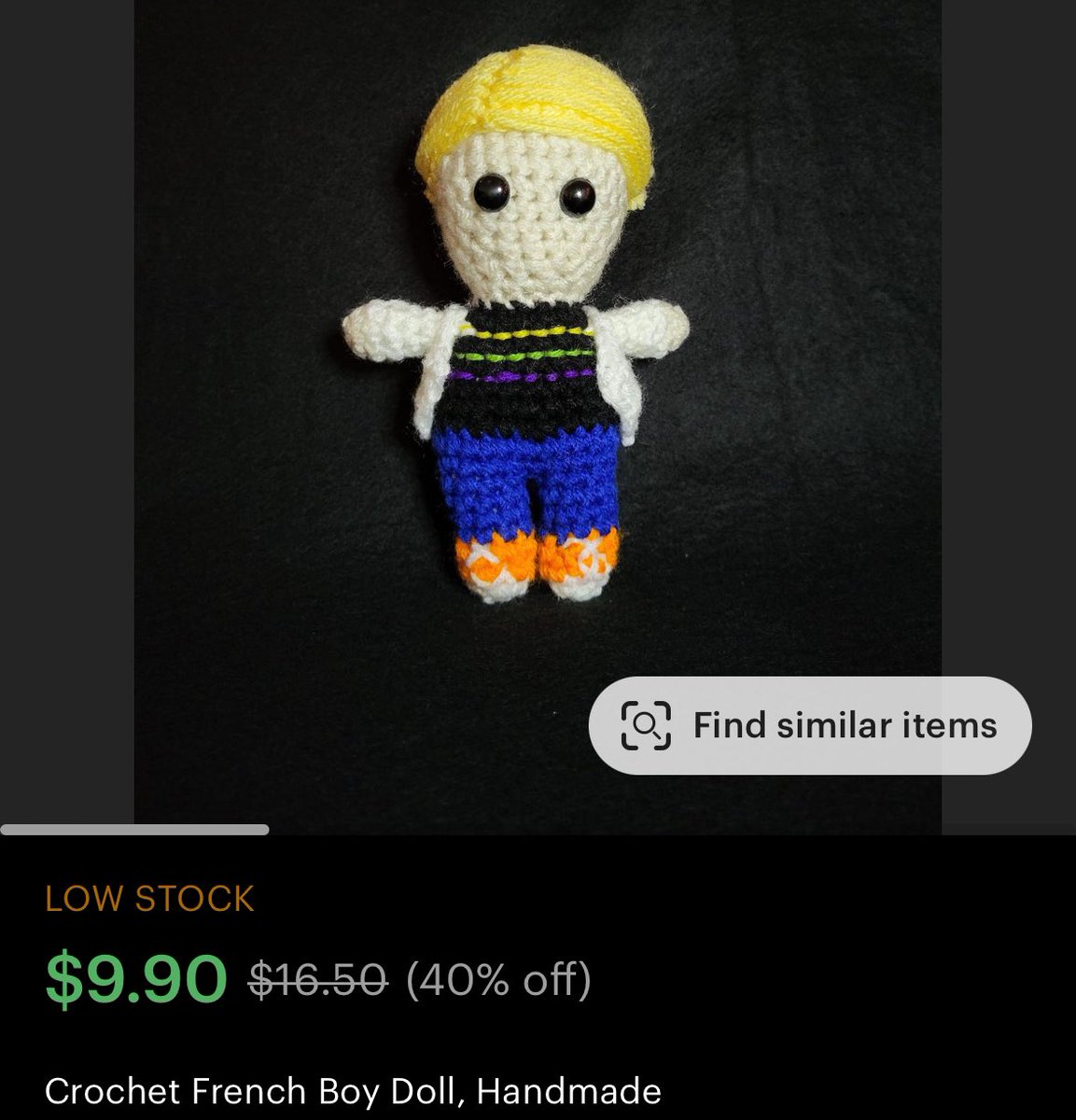 emiliescoeur's tweet image. on a spectrum from crochet french boy doll to ladybug wedge, how are we feeling today??