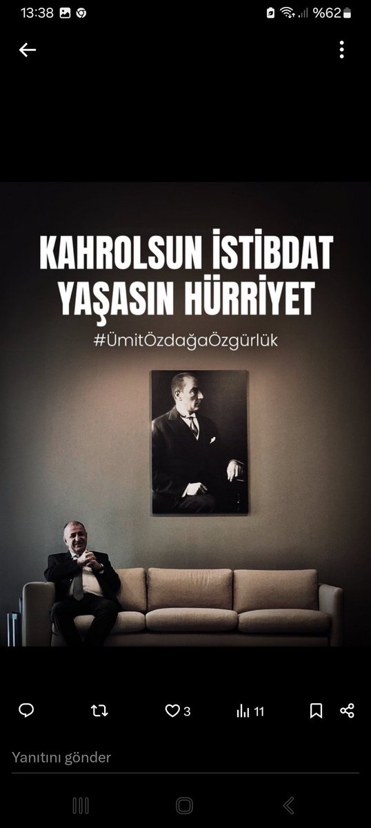Ümit Özdağ'ın tutukluluğunun devamına....
Kahrolsun istibdat,  yaşasın hürriyet. 

#ÜmitÖzdağaÖzgürlük