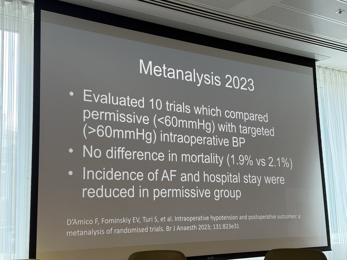 Turns out targeting a particular blood pressure while under anaesthesia doesn’t make much difference, and the permissive group actually had less atrial fibrillation. 

#rcoaupdates