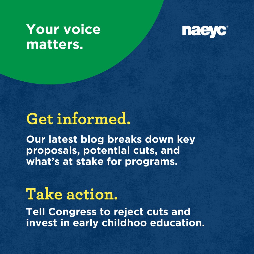 Our latest blog breaks down the President’s FY26 budget request including key proposals, potential cuts, and what’s at stake for programs like Head Start, CCAMPIS, and PDG. Read the full blog: naeyc.org/resources/blog…