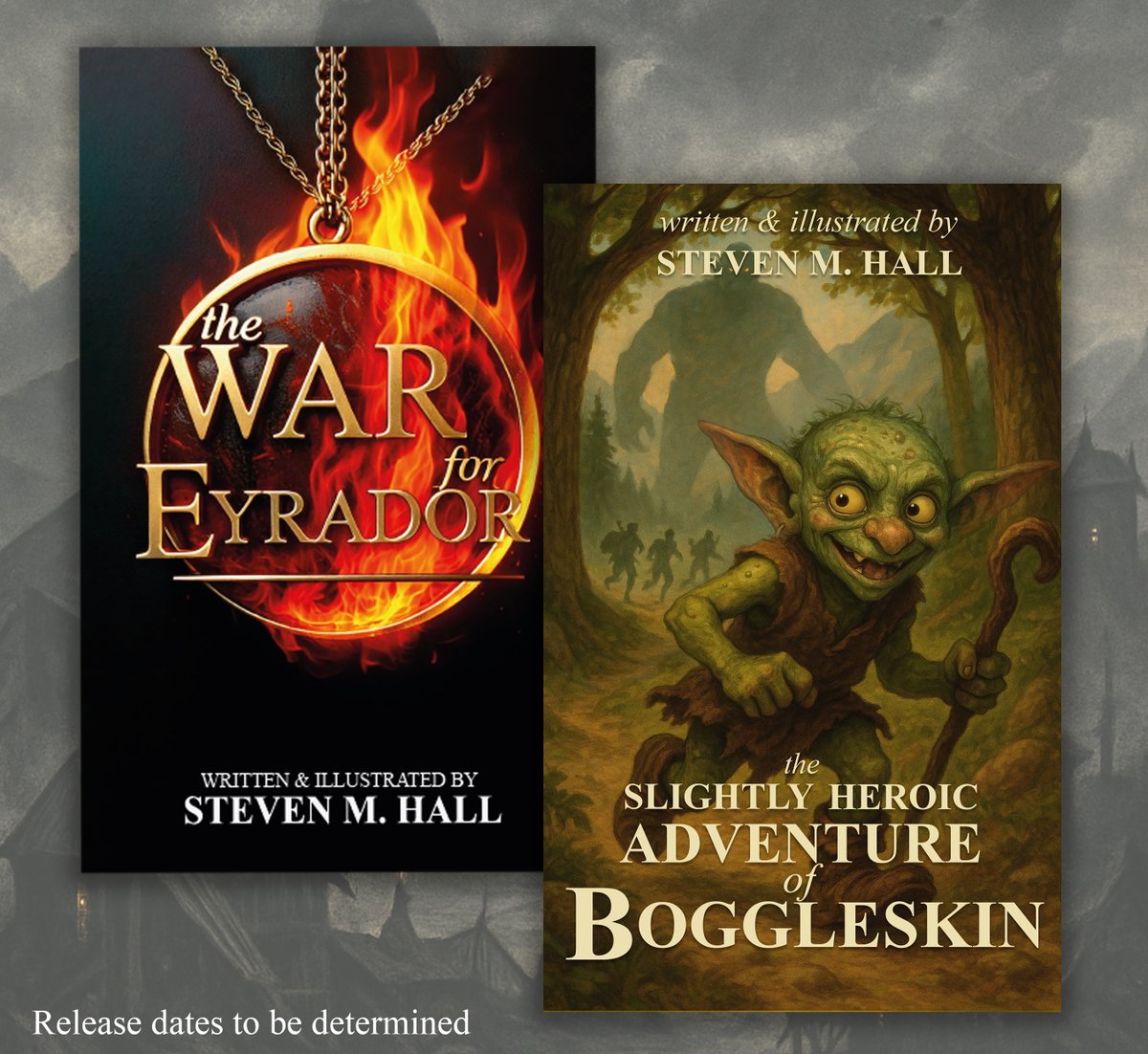 It feels good to finally show you all the two books I've been working on.

The War for Eyrador: a long, in-depth novel that explores death, love, sacrifice and bravery. 

The Slightly Heroic Adventure of Boggleskin: a short, comedic novel.

Find out more > thetalesofeyrador1.wordpress.com