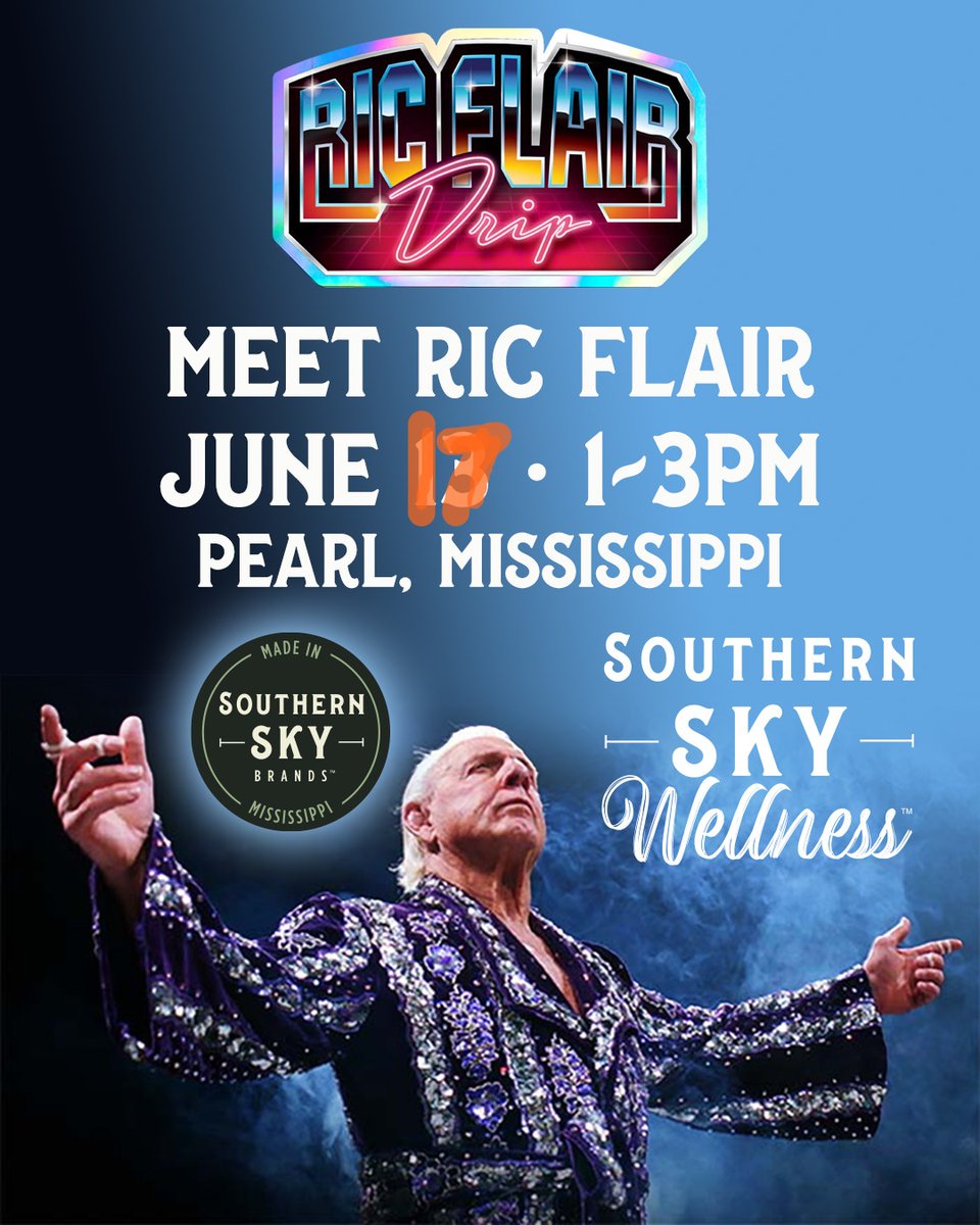 SouthernSkyMS's tweet image. Ric Flair Meet &amp;amp; Greet has been rescheduled to Tuesday June 17.
THE LAST ROUND of Wooo Rings has dropped.

Get to @SouthernSkyWellness in #PearlMS early, Wooo Rings will get snatched fast!

#Wooooo
Event Details:
vist.ly/3n6m4pb