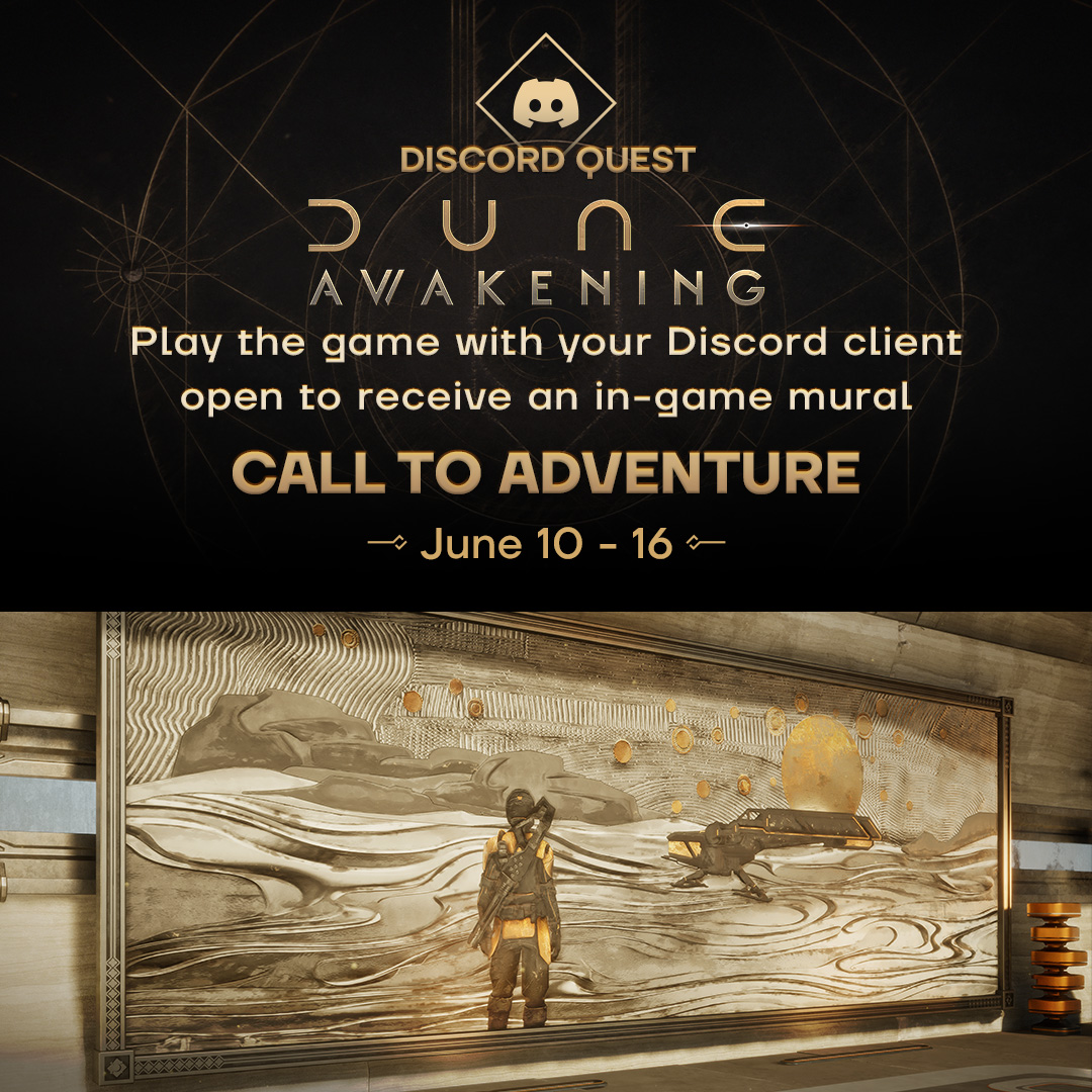 Envie de récupérer cette fresque ?
1) Acceptez la quête Discord
==&gt; discord.com/quests/1380192…
2) Jouez 15 minutes
3) Tadaaaaaa ! 

<a href="/AmarasLGH/">Amaras</a> <a href="/TontonArtheon/">🔴 Tonton Artheon 🔴</a> <a href="/AnimaxeFR/">AnimaxeFR</a> <a href="/Newaxx1/">Newaxx</a> <a href="/Fausthea/">Fausthea -LOTR & Tolkien- 🌿</a> <a href="/Arzilia_/">Arzilia</a> <a href="/AsaliathTv/">Asaliath</a> <a href="/Vince_Kun/">VinceKun</a> <a href="/Benlek_J/">Benlek</a> <a href="/Hokma_/">Hokma</a> <a href="/DuneAwakening/">Dune: Awakening</a> <a href="/Funcom/">Funcom</a>