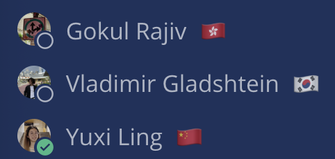 ilyasergey's tweet image. One of the cutest small traditions we have in my research lab is, when travelling, to put a flag of the current location into the Mattermost status.