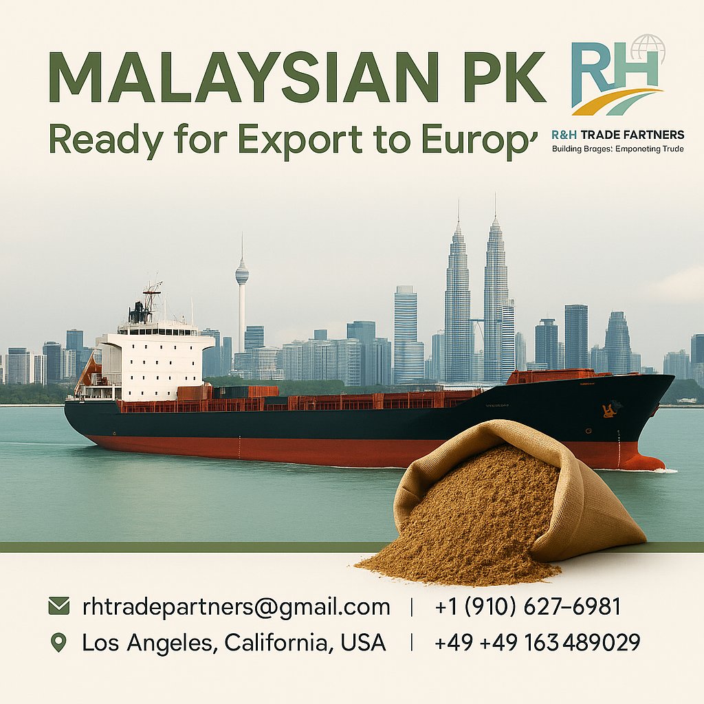 MALAYSIAN PKE – Now Ready for Europe
High-quality Palm Kernel Expeller, GAFTA 19/20 compliant.
📍 Port Klang origin | Trial: 10 containers
📩 rhtradepartners@gmail.com
📞 WhatsApp: +49 163 4689029
#PKE #FeedImporters #LivestockFeed #EUAgriTrade #RHTPartners
