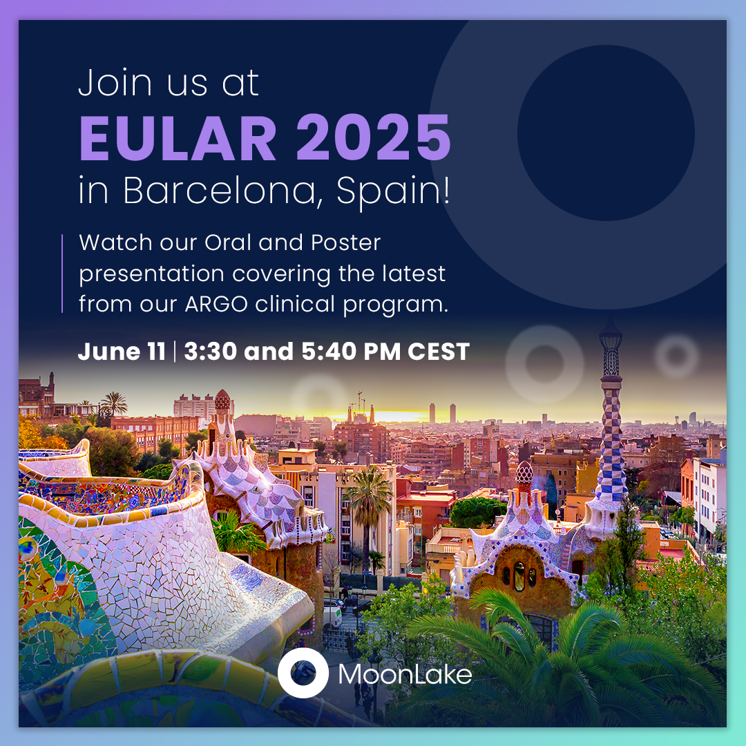 For #media #investors:
Meet us at #EULAR2025 in Barcelona, on June 11-14!
Today, don't miss key ARGO data:
📋 Poster – Patient-Reported Outcomes – Prof. Laure Gossec, 3:30 PM CEST
🗣️ Oral presentation – Multidomain Clinical Outcomes – Prof. Ian McInnes, 5:40 PM
#MLTX #IL17F #PsA