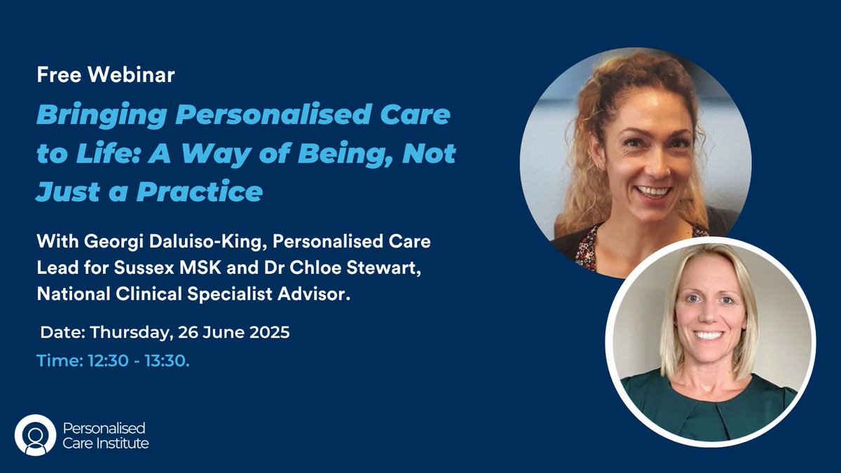 Our free webinar, Bringing Personalised Care to Life: A Way of Being, Not Just a Practice, will give attendees the chance to learn from each other's efforts to personalise and humanise care in everyday practice.
📅⏰ Thur, 26 June, 12:30 - 1:30.
eventbrite.com/e/bringing-per…