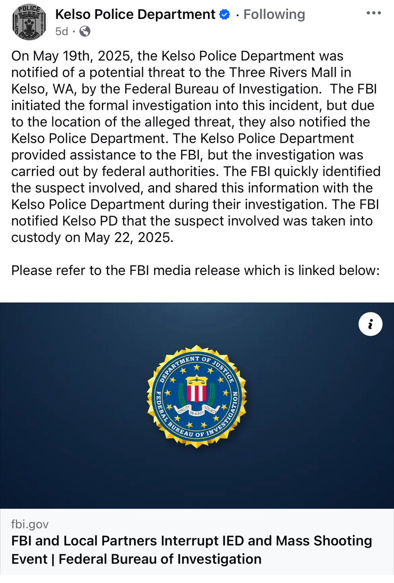 Jenavive 🦅🇺🇸 (@redtruthmama) on Twitter photo I’m a firm believer if <a href="/Kash_Patel/">Kash Patel</a> wasn’t the FBI director the mass shooting at my mall would have taken place last week. I’m certain he was put in this position to keep us as ALL as safe as he can. #wastate #news #WashingtonState I’m a firm believer if <a href="/Kash_Patel/">Kash Patel</a> wasn’t the FBI director the mass shooting at my mall would have taken place last week. I’m certain he was put in this position to keep us as ALL as safe as he can. #wastate #news #WashingtonState