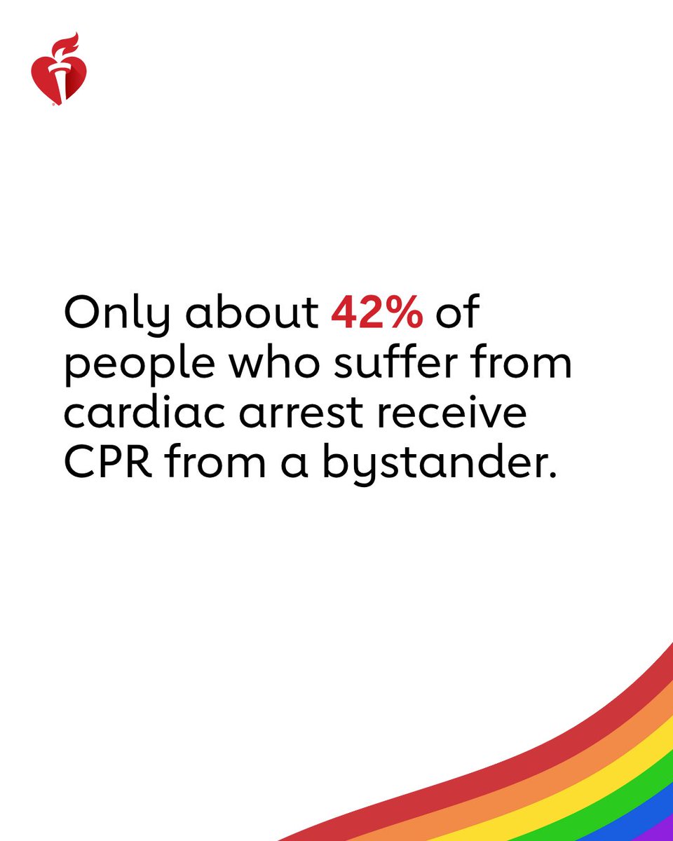 Immediate CPR can double or triple a cardiac arrest victim’s chance of survival. Be a hero in your community by learning Hands-Only CPR. 

If you see a teen or adult collapse, call 911 and push hard and fast in the center of the chest. 

#NationofLifesavers #PrideMonth