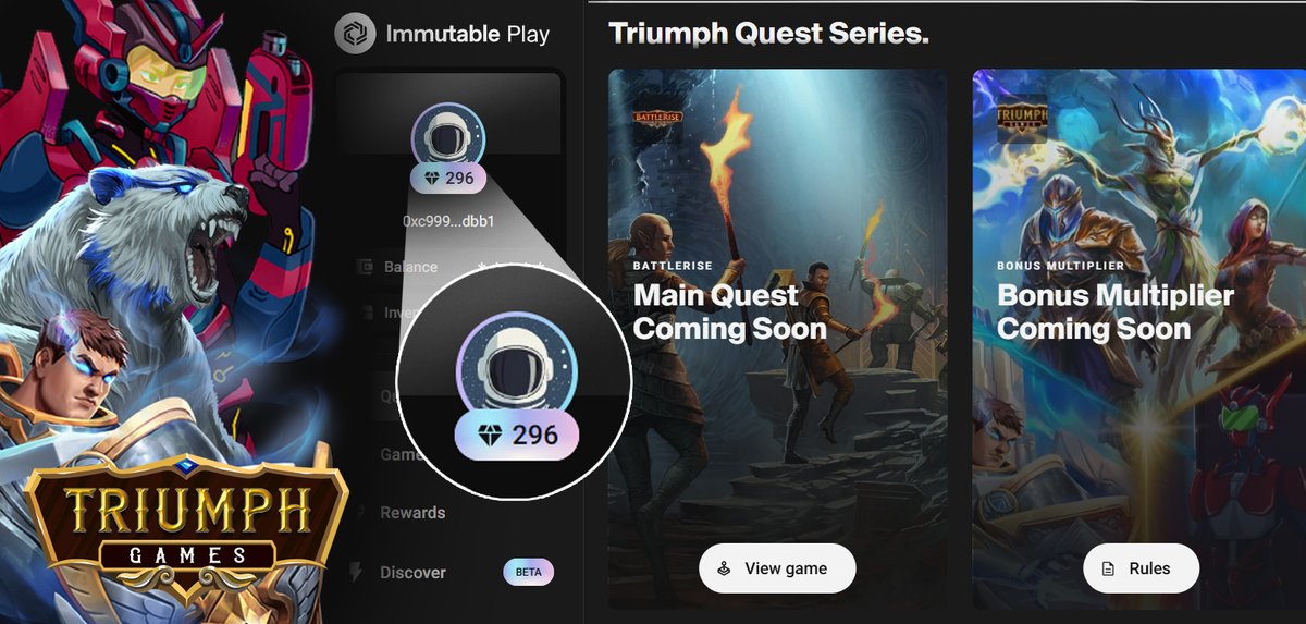 Start questing now

<a href="/Immutable/">Immutable</a> Gems AWAIT

play.immutable.com/games/triumph/