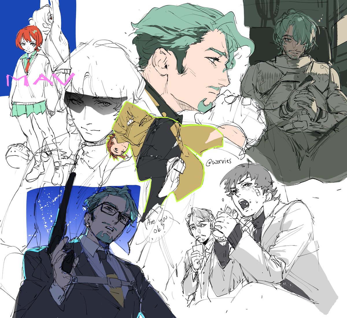 Worvies's tweet photo. Doodle page while I was watching GQX on marathon https://t.co/b1aWfrSoI6