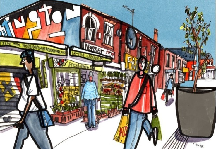 WeAreWithington's tweet image. What a unique interpretation of our beautiful new Copson Street by Withington's own @Len_Grant
The striking @WithingtonWalls artwork really helps define the space......................