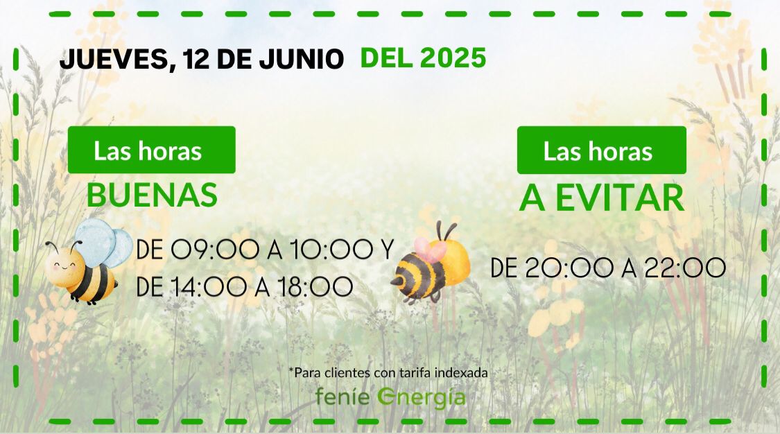🟢 ¡Aquí las tienes! #LasBuenasHoras de hoy para ayudarte con tu factura. #FeníeEnergía