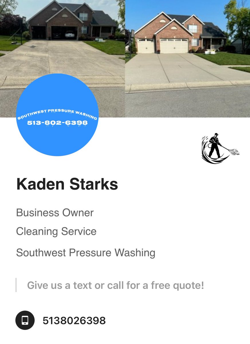 Good morning Ohio! I have been blessed enough to start my own pressure washing business “Southwest Pressure Washing”. With that being said if your property is in need for a cleaning let me know and I can look at your property for free to give you a quote. cc.co/MfSWS33sA?f=h5…