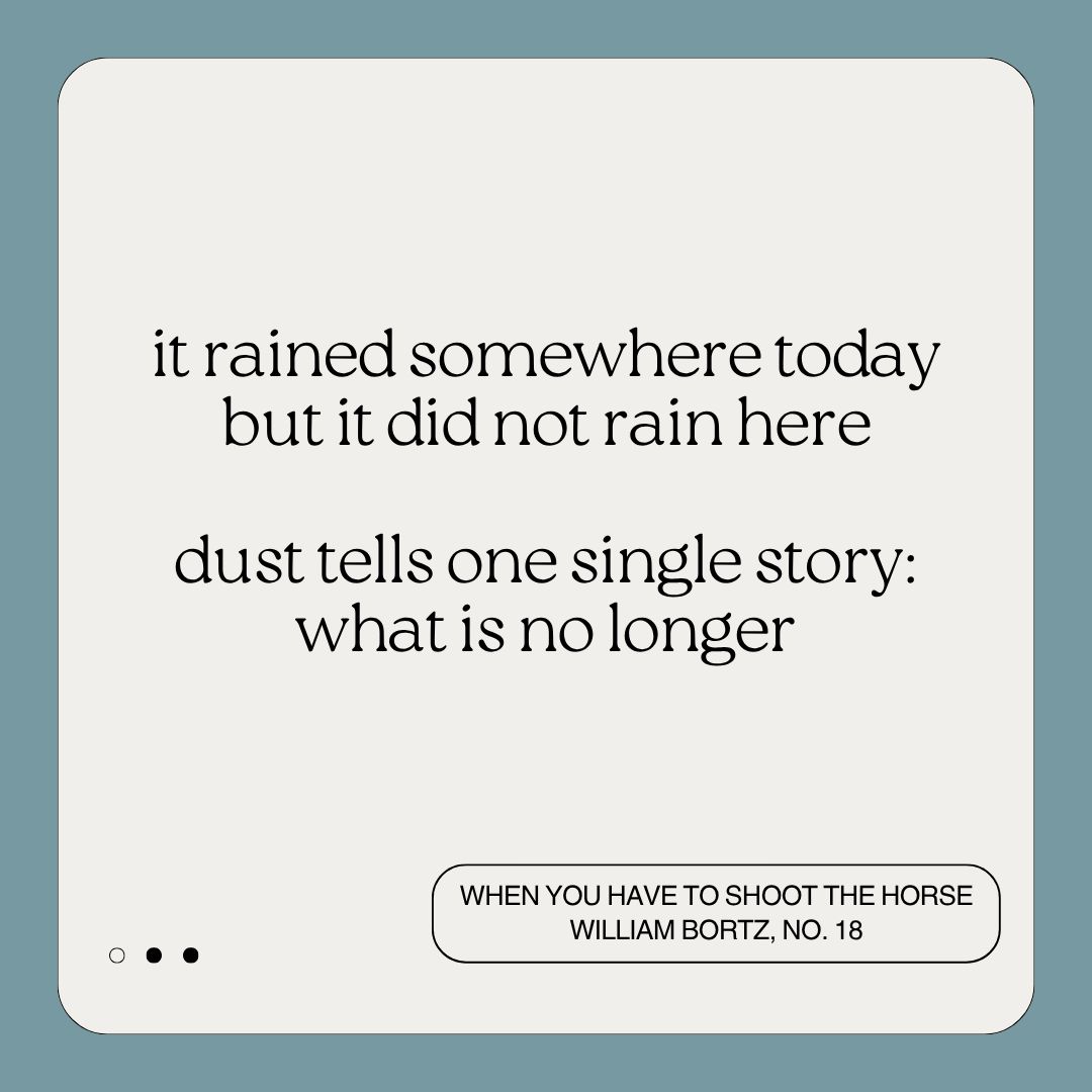 MudRoomMag's tweet image. A preview of &quot;When You Have to Shoot the Horse&quot; by @william_bortz

Read the full poem (and other pieces from Issue 18) here.

mudroommag.com/william-bortz