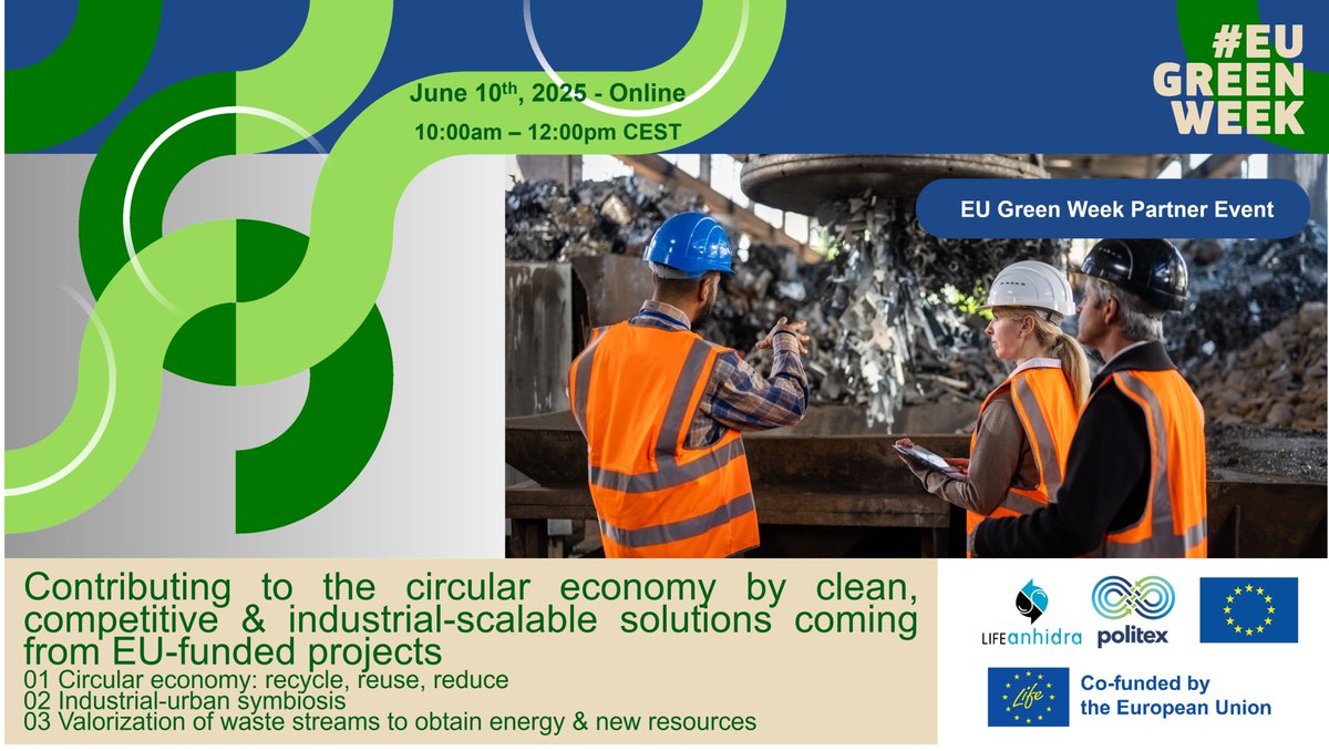 The 9⃣ project coordinators of our webinar (#CircularEconomy) - 10/6/25 #EUGreenWeek 2025
2/2

<a href="/GlobalOmnium/">Global Omnium</a> (<a href="/LIFEWaste2Coag/">LIFE Waste2Coag Project</a>)
<a href="/Jeanologia/">Jeanologia</a> (<a href="/LifeANHIDRA/">Life ANHIDRA EU project</a>)

🖥️🎞️ Content coming soon, stay tuned! 👈
#EUGreenWeek2025 <a href="/EU_ENV/">EU Environment</a> <a href="/cinea_eu/">CINEA 🇪🇺</a> #LIFEamplifiers <a href="/LIFEprogramme/">LIFE Programme</a> #AITEX #PizarroSA